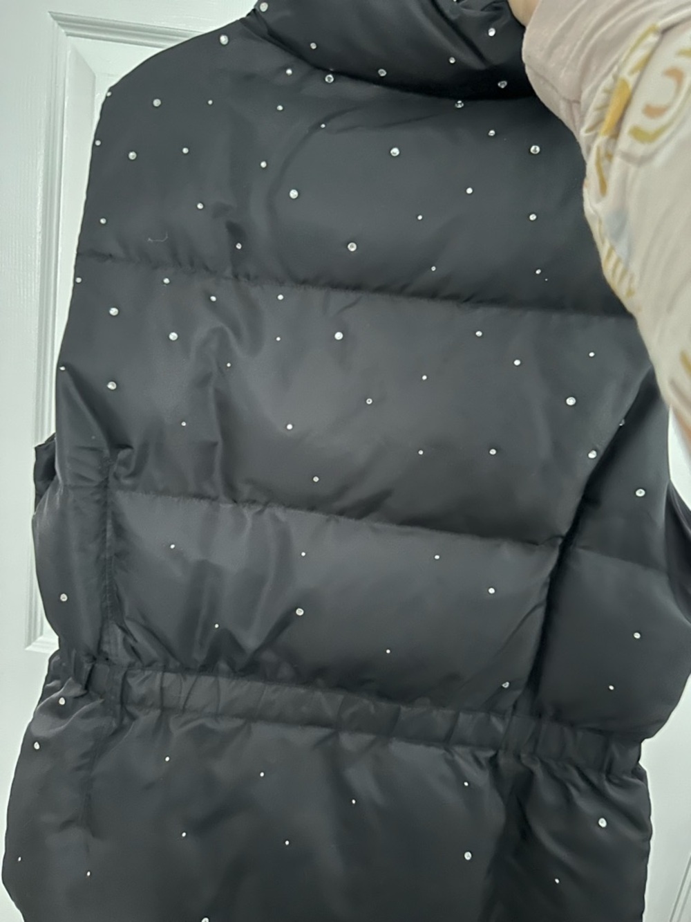 Generation Love Black Quilted Puffer Vest with Jeweled Floral Accents - Picture 4 of 4